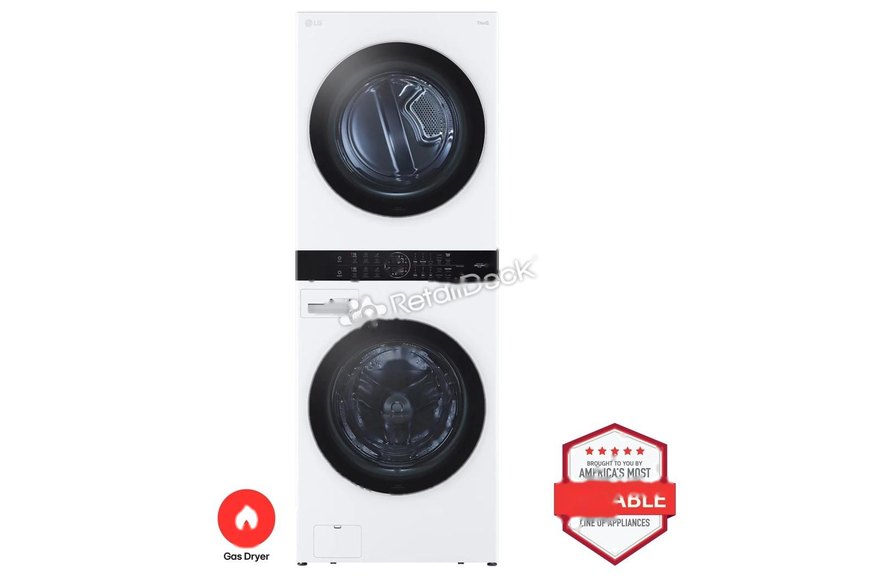 Single Unit Front Load LG WashTower™ with Center Control™ 4.5 cu. ft. Washer and 7.4 cu. ft. Gas Dryer