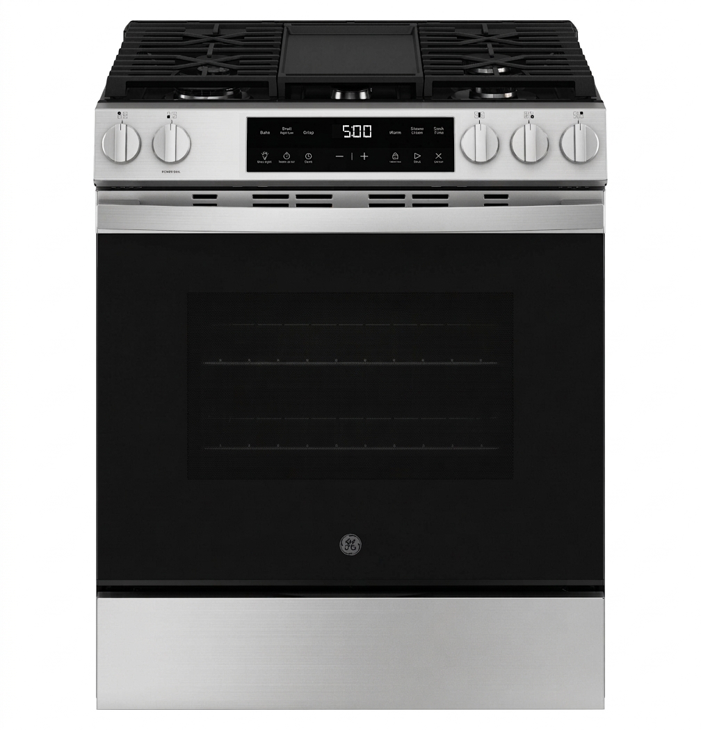 GE® 30" Slide-In Front Control Gas Range with Crisp Mode