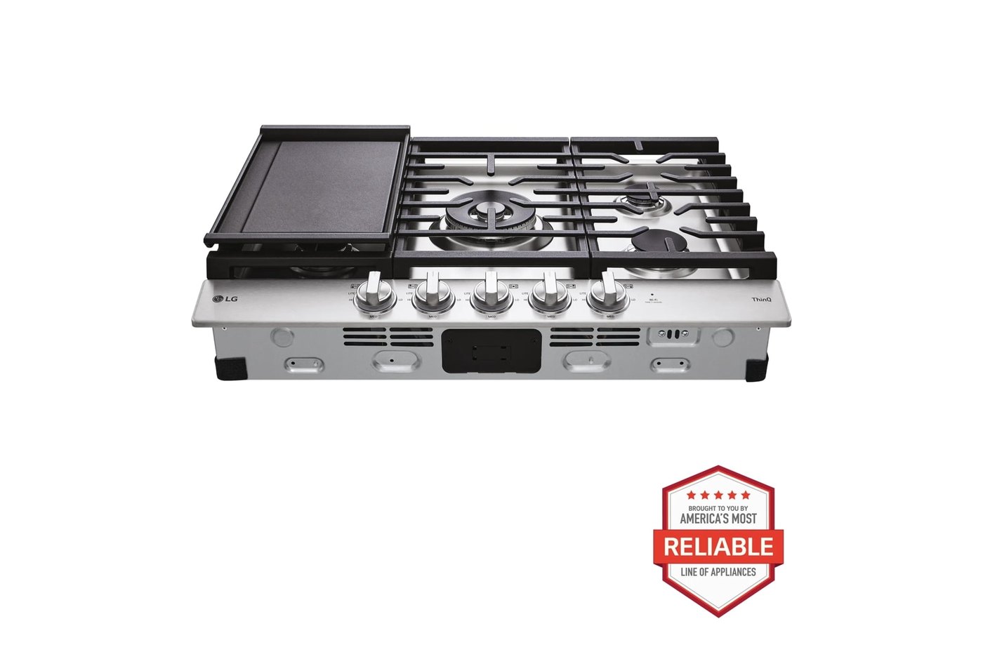 30 Inch Smart Gas Cooktop with UltraHeat™ 22K BTU Dual Burner and LED Knobs — 30" W × 3 3/4" H