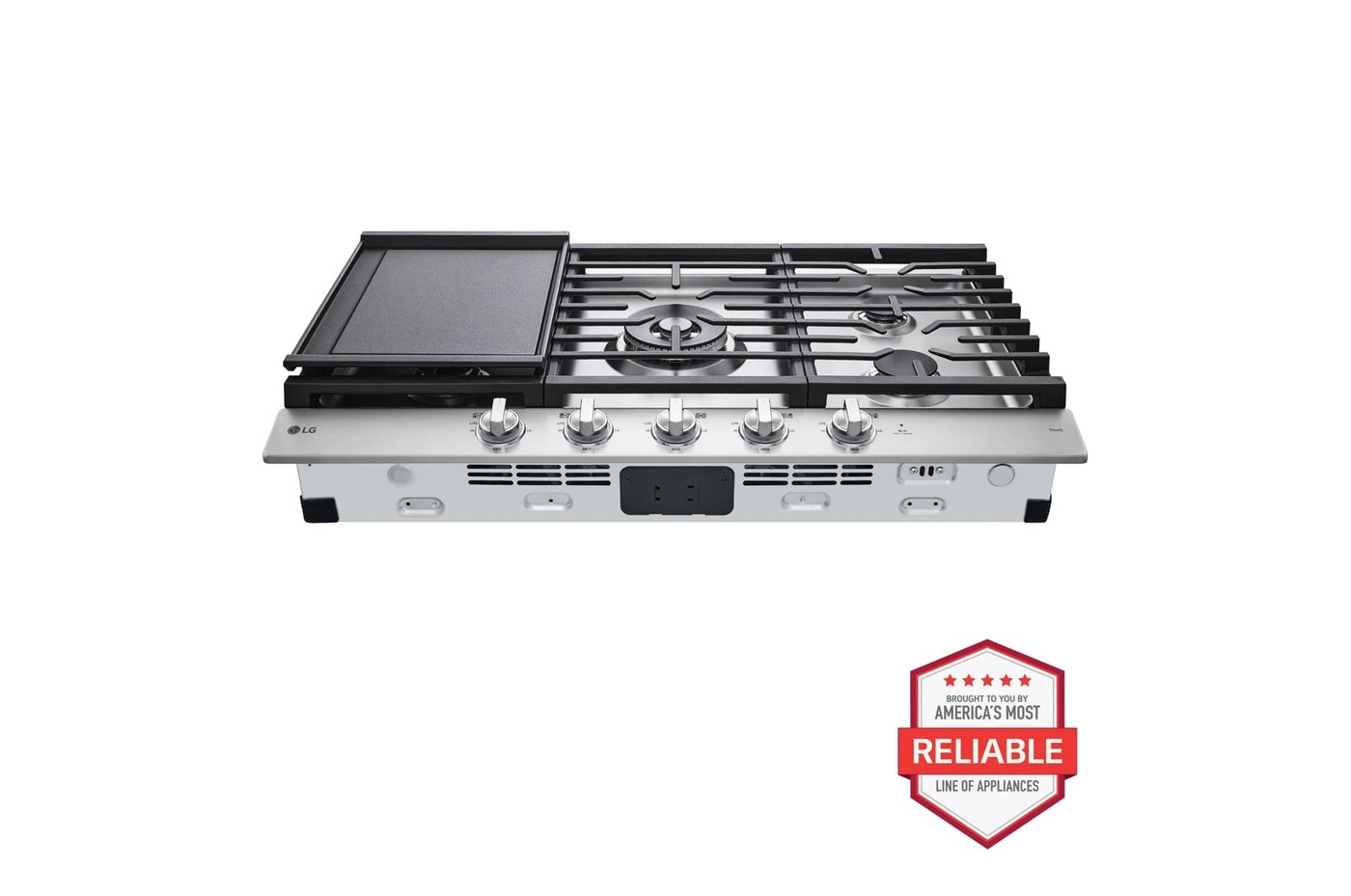 36” Smart Gas Cooktop with UltraHeat™ 22K BTU Dual Burner and LED Knobs — 36" W × 3 3/4" H