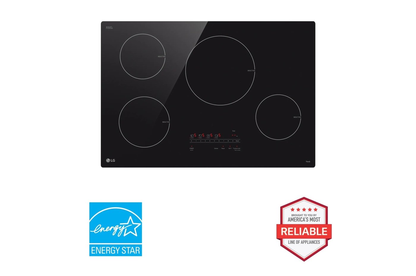 30 Inch Smart Induction Cooktop with UltraHeat™ 4.3kW Element — 30 11/16" W × 3 11/16" H