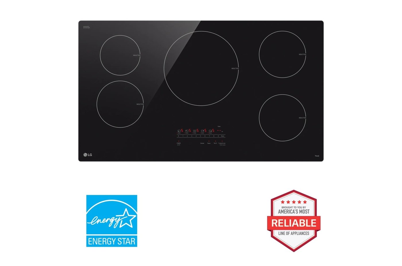 36 Inch Smart Induction Cooktop with UltraHeat™ 4.3kW Element — 36 5/8" W × 3 11/16" H