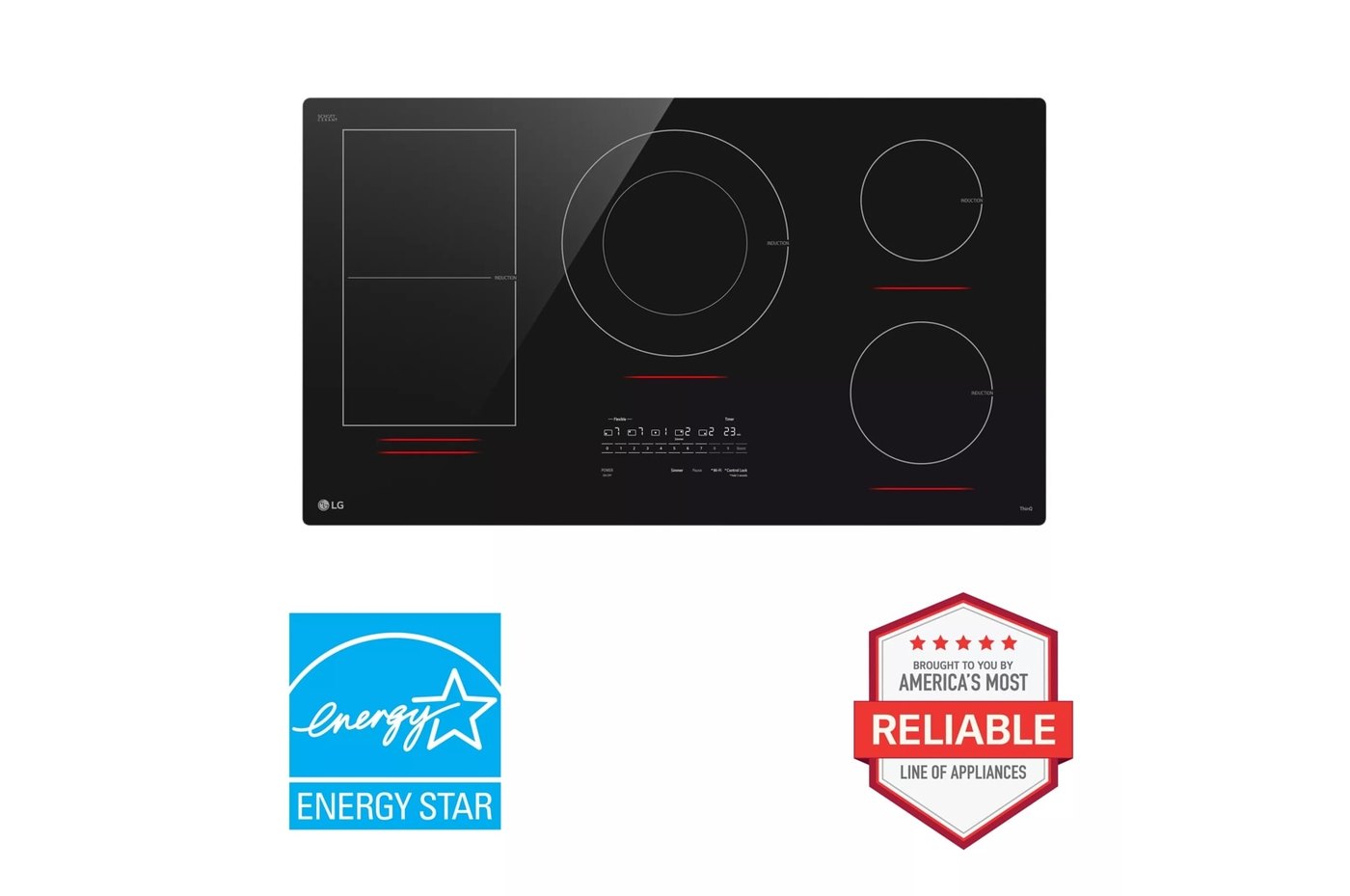 36 Inch Smart Induction Cooktop with UltraHeat™ 5.0kW Element — 36 5/8" W × 3 11/16" H