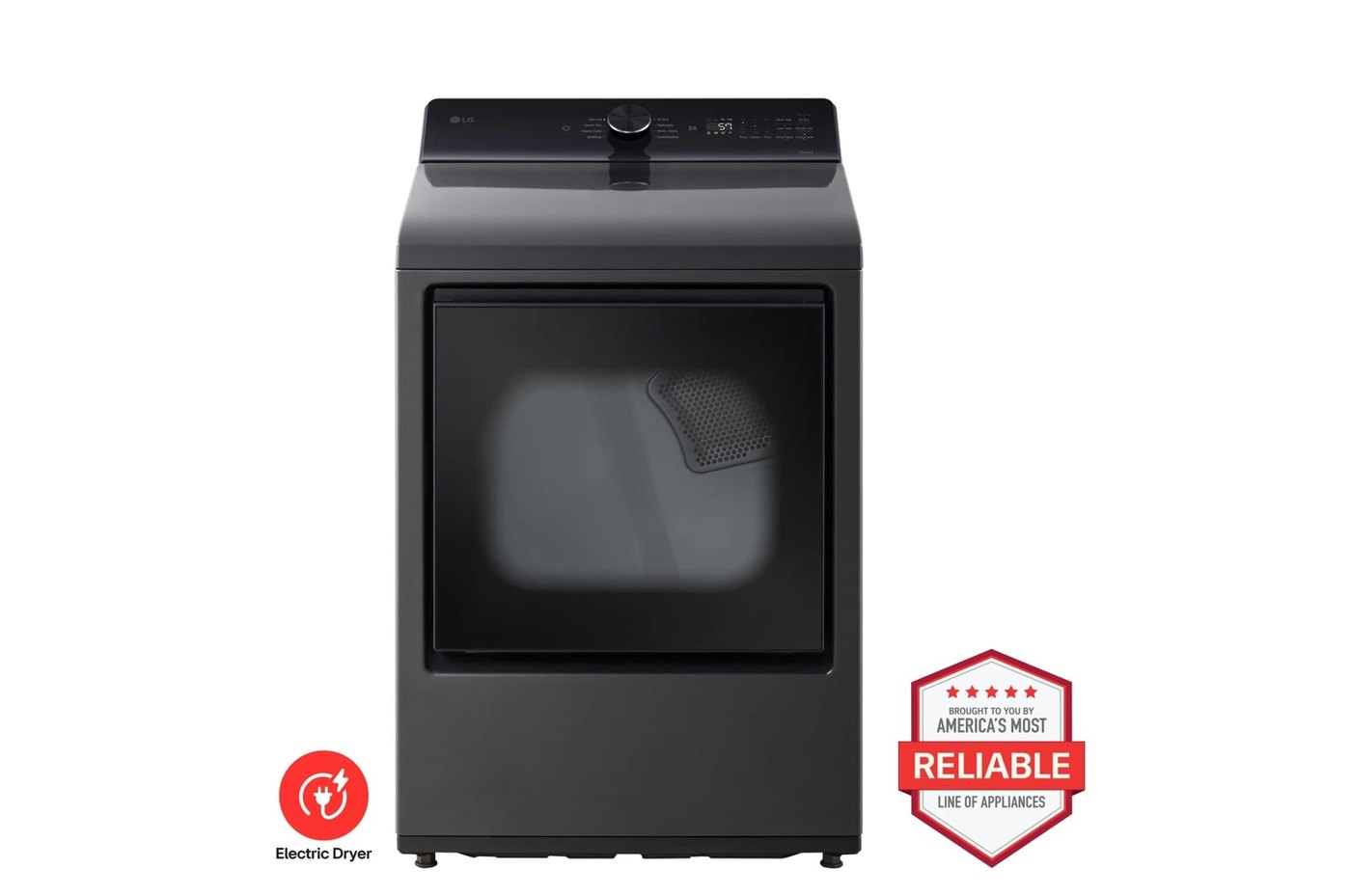 7.3 cu. ft. Ultra Large Capacity Rear Control Electric Dryer with AI Sensing and ThinQ® Smart Features — 27" W × 42 3/4" H