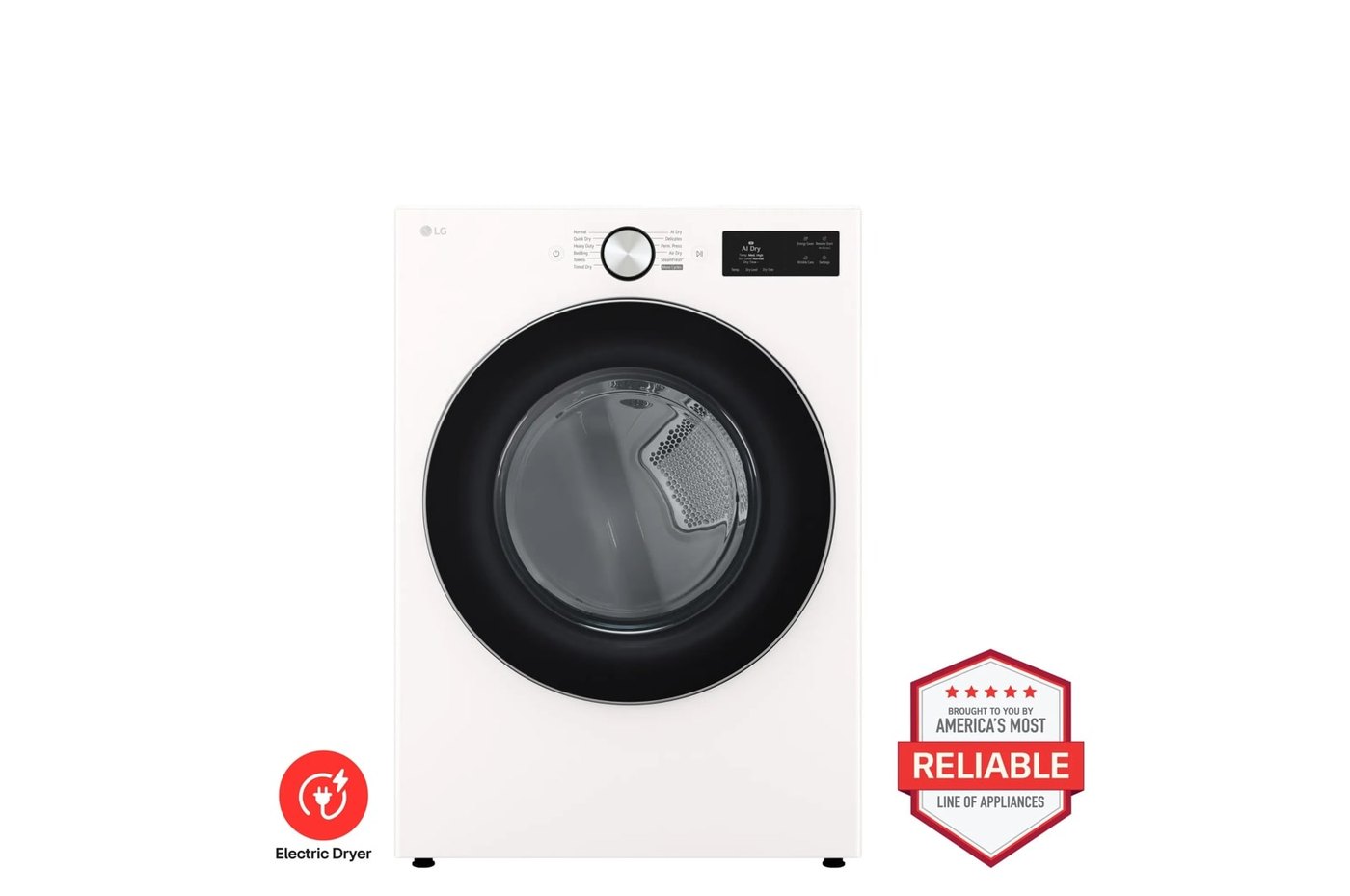 7.4 cu. ft. Ultra Large Capacity Smart Front Load Electric Dryer with TurboSteam®, AI Sensing and Hybrid Electronic Controls with LCD Display — 27" W × 39" H