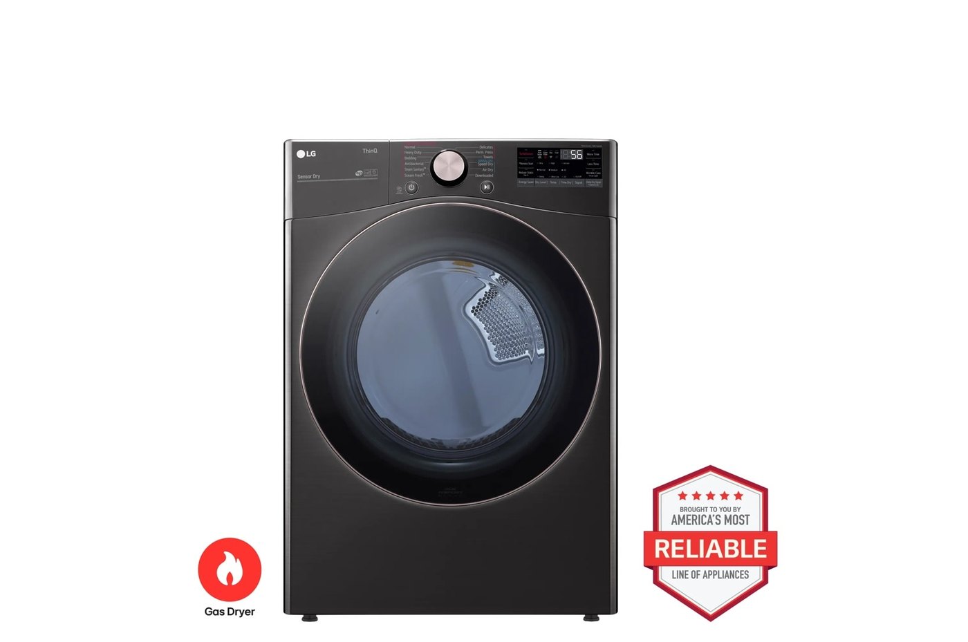 7.4 cu. ft. Ultra Large Capacity Smart Wi-Fi Enabled Front Load Gas Dryer with TurboSteam™ and Built-In Intelligence — 27" W × 39" H