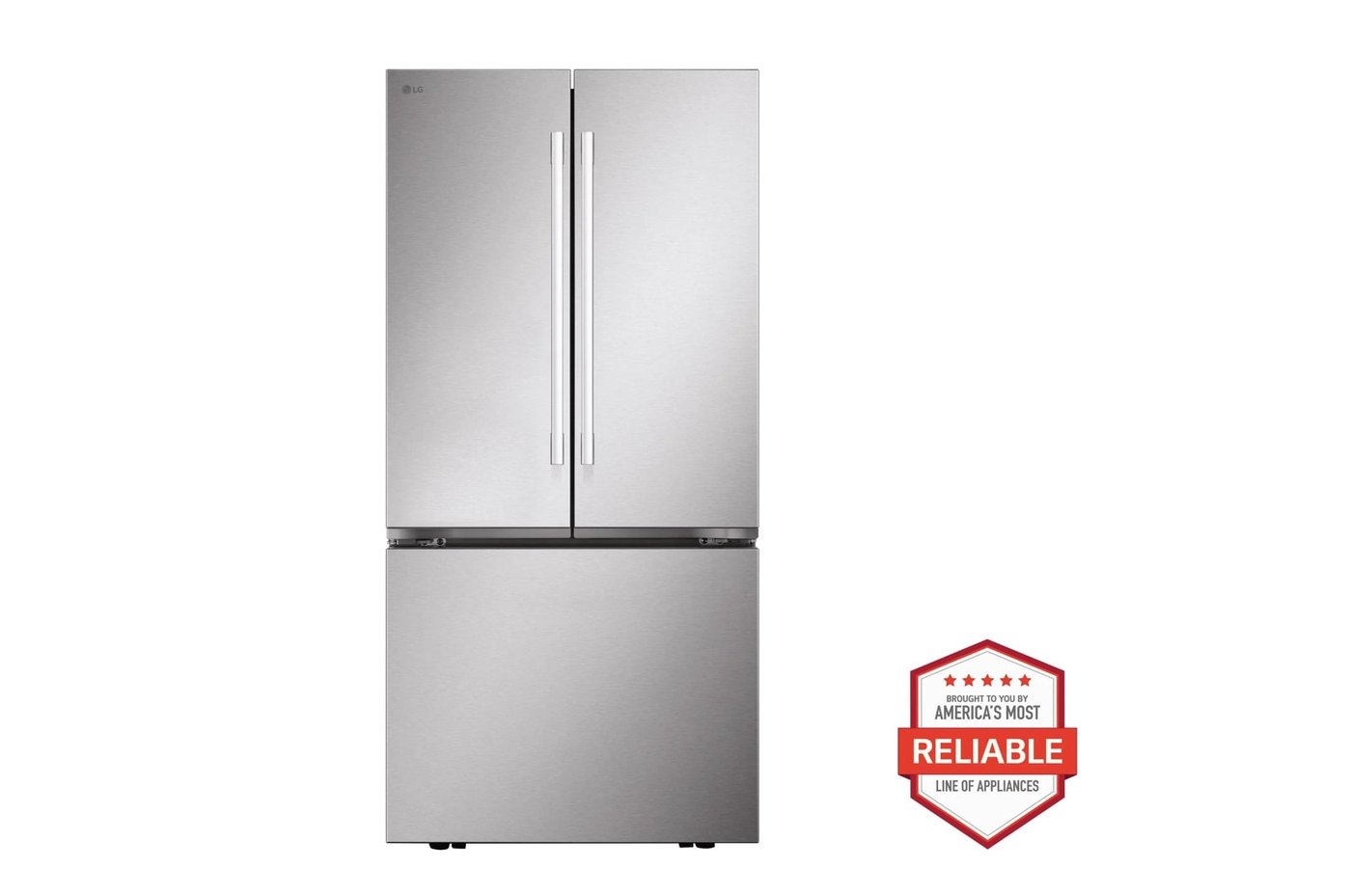 25 cu. ft. Standard-Depth 3-Door French Door Refrigerator with Hybrid Handle Design — 32 15/16" W × 69 15/16" H