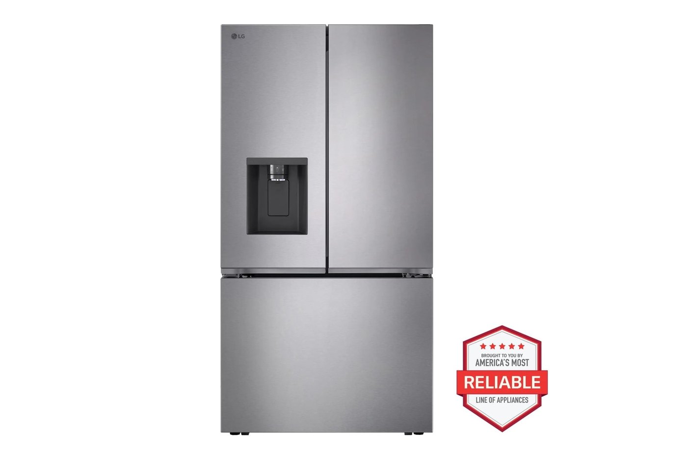 26 cu. ft. Counter Depth MAX 3-Door French Door Refrigerator with Ice and Water Dispenser — 35.8" W × 68.9" H