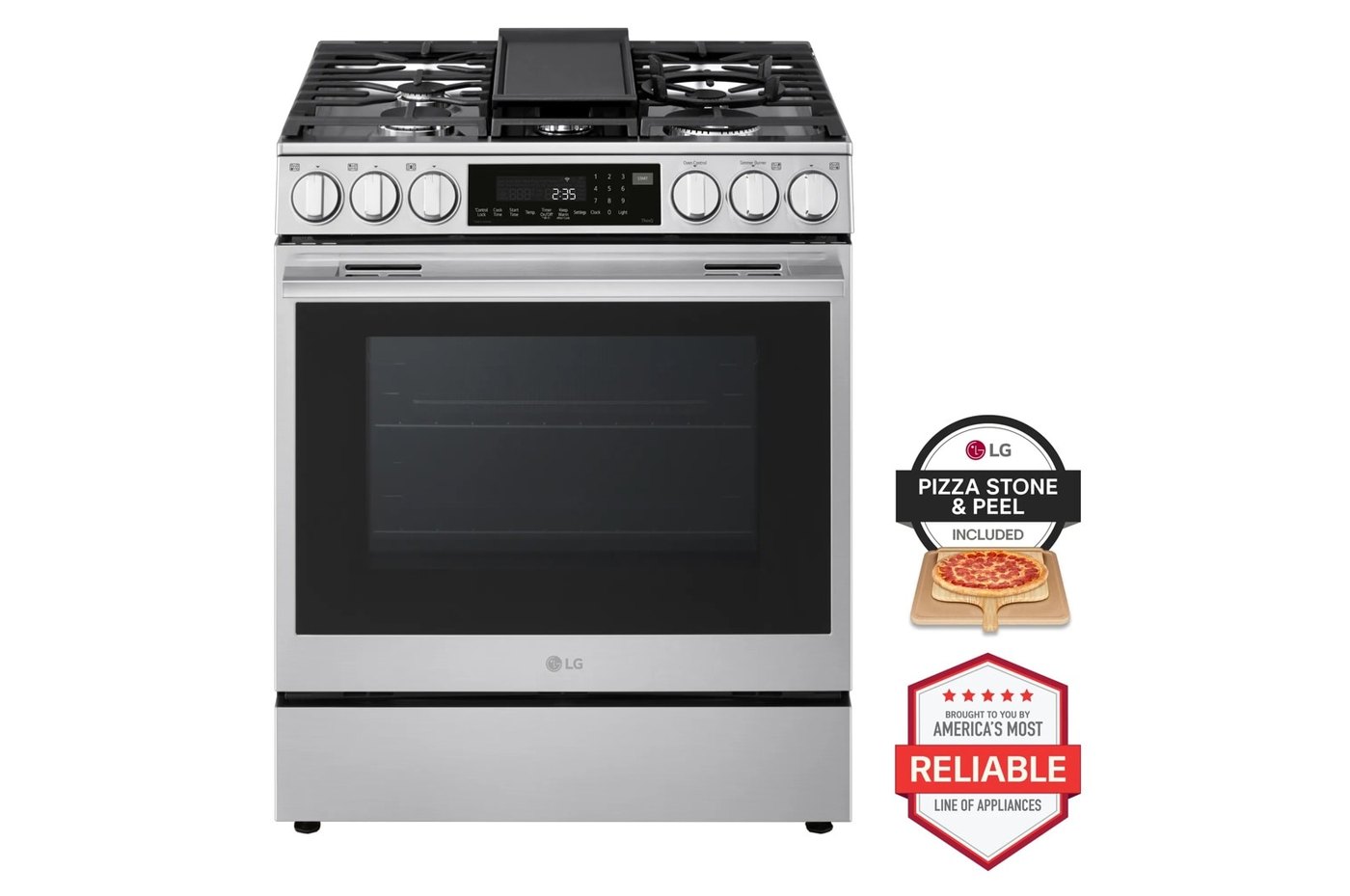 6.3 cu ft. Smart Gas Slide-In Range with InstaView®, ProBake Convection®, and Air Fry — 29 7/8" W × 37 1/8" H