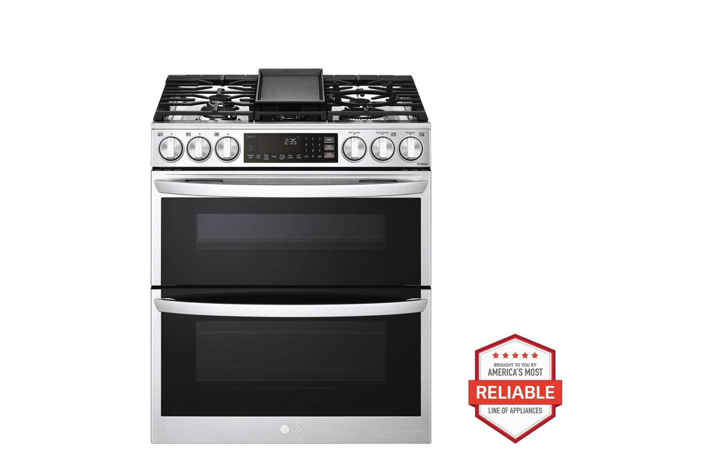 6.9 cu. ft. Smart Gas Double Oven Slide-in Range with InstaView®, ProBake® Convection, Air Fry, and Air Sous Vide — 30" W × 36" H