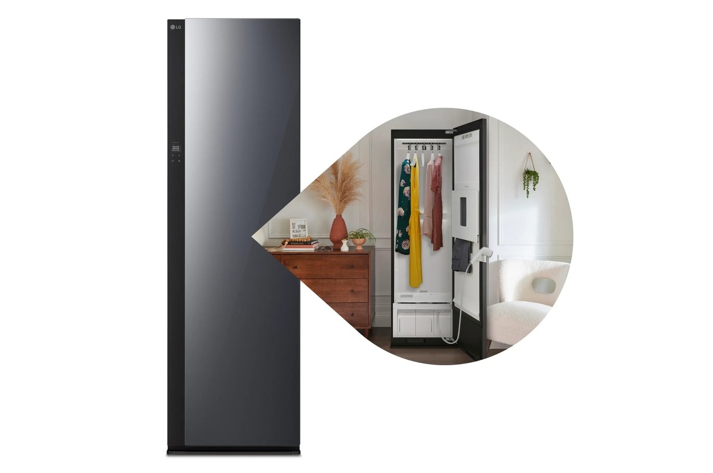 LG Styler® Smart Steam Closet with Dual TrueSteam® Technology, Dynamic MovingHanger™ and Built-In HandySteamer™ — 23 5/8" W × 77 3/8" H