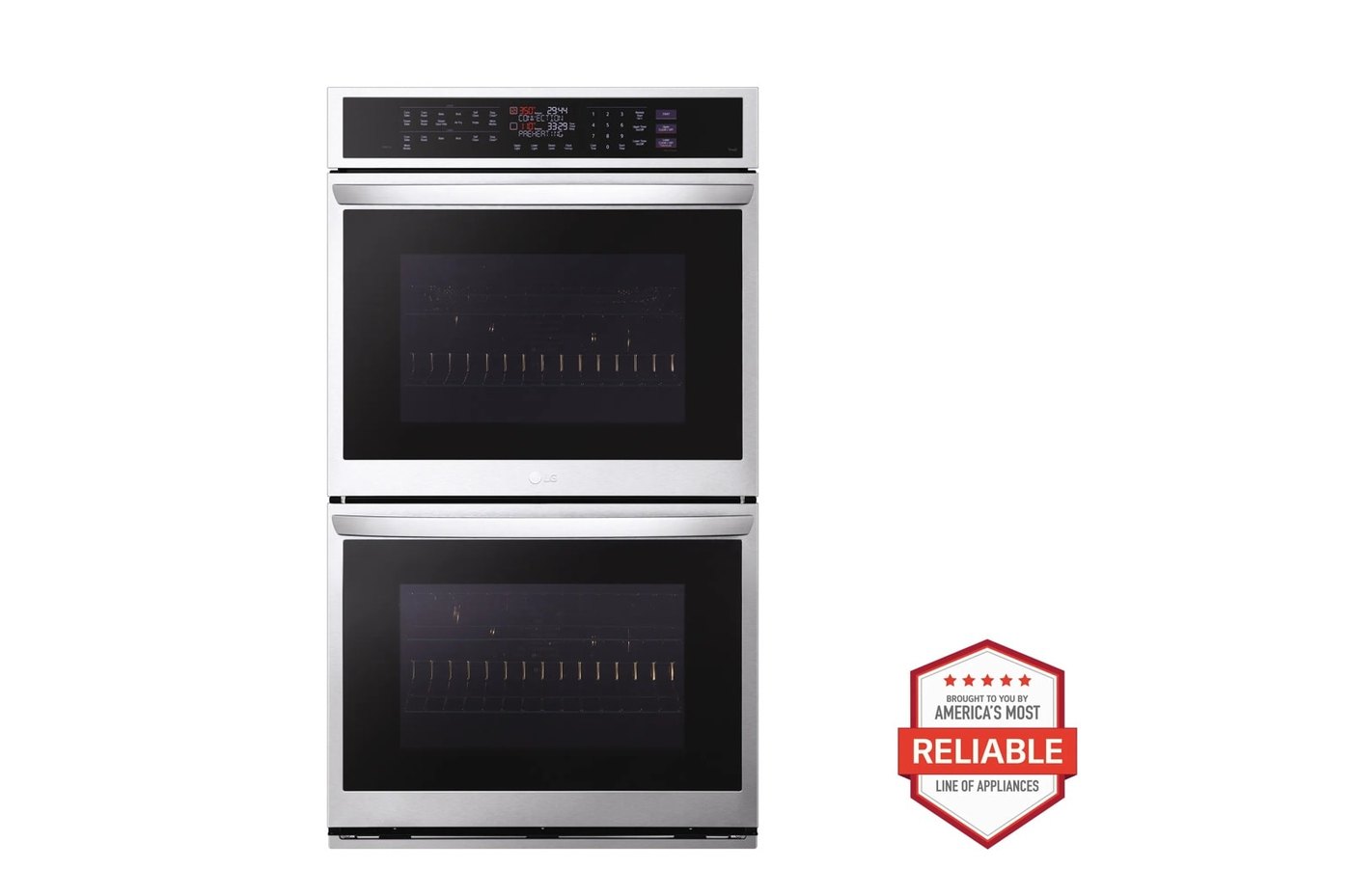 9.4 cu. ft. Smart Double Wall Oven with InstaView®, True Convection, Air Fry, and Steam Sous Vide — 29 3/4" W × 52 1/16" H
