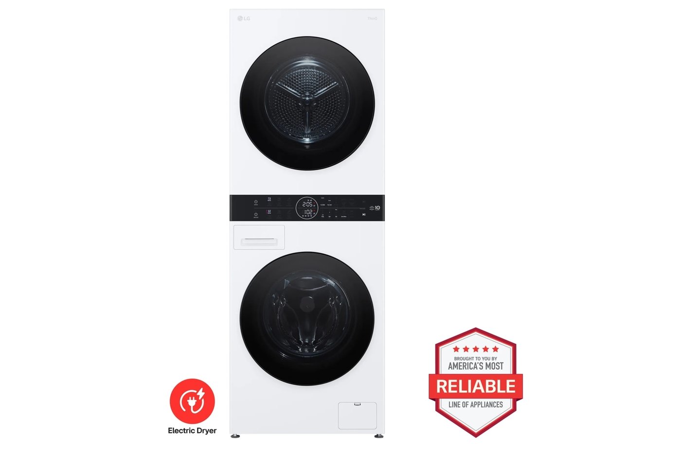Compact Single Unit LG WashTower™ with Center Control™ 2.4 cu. ft. Front Load Washer and 4.2 cu. ft. Electric Ventless HeatPump™ Dryer — 24" W × 65 1/4" H