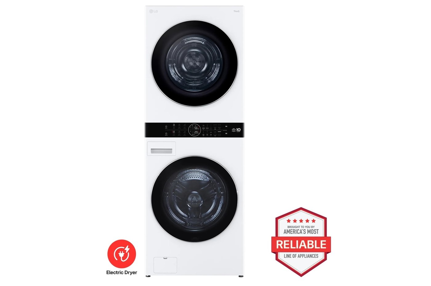 Single Unit LG WashTower™ with Center Control™ 5.0 cu. ft. Front Load Washer and 7.8 cu. ft. Electric Ventless Heat Pump Dryer